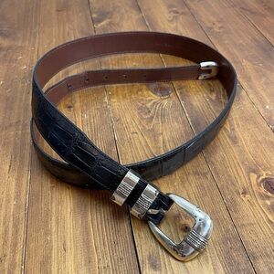 Donald J Trump black and silver tone stamped croc belt men’s size 42